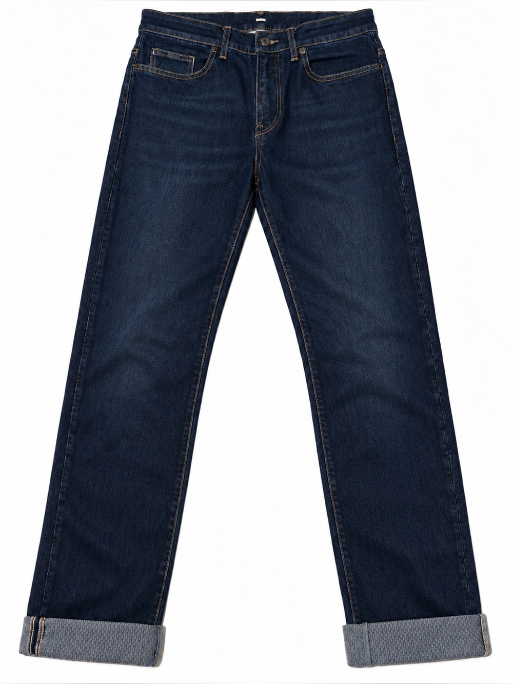 Boss Men's Dark Blue Straight-Leg Jeans With Contrast Cuff Size W31 L34
